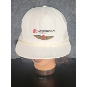 VTG Continental Cargo Hat‎ Trucker Cap Adjustable Snapback Airline Pilot White